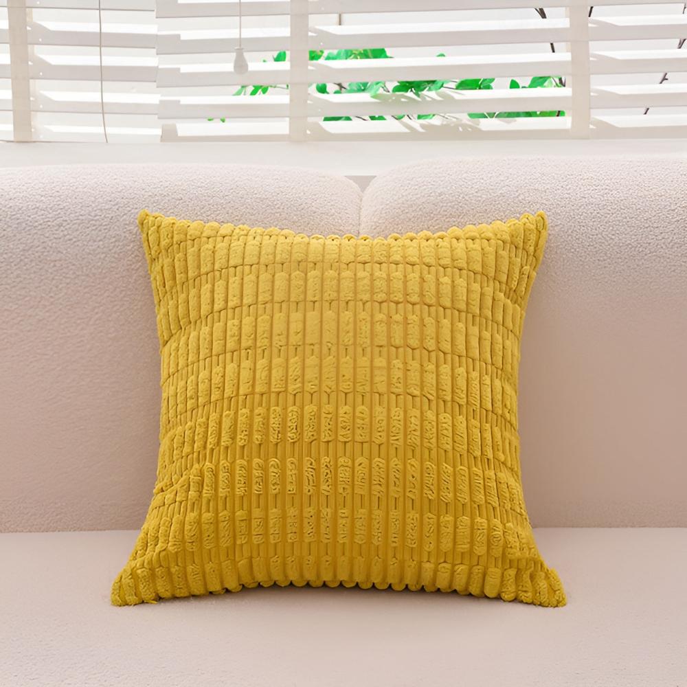 Plush Ridge Cushion Covers Mustard Yellow