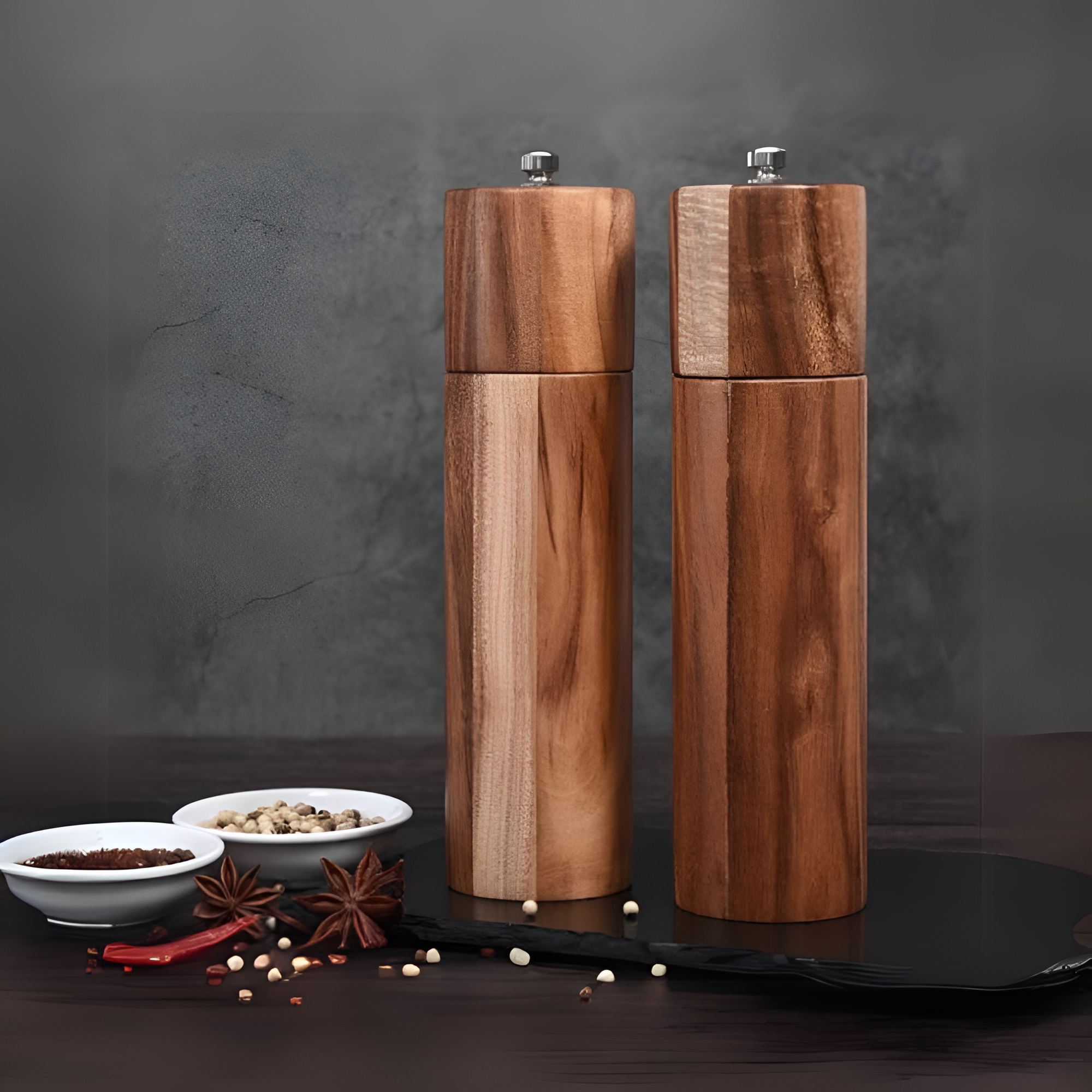 Minimalist Wooden Spice Grinders Set of 2