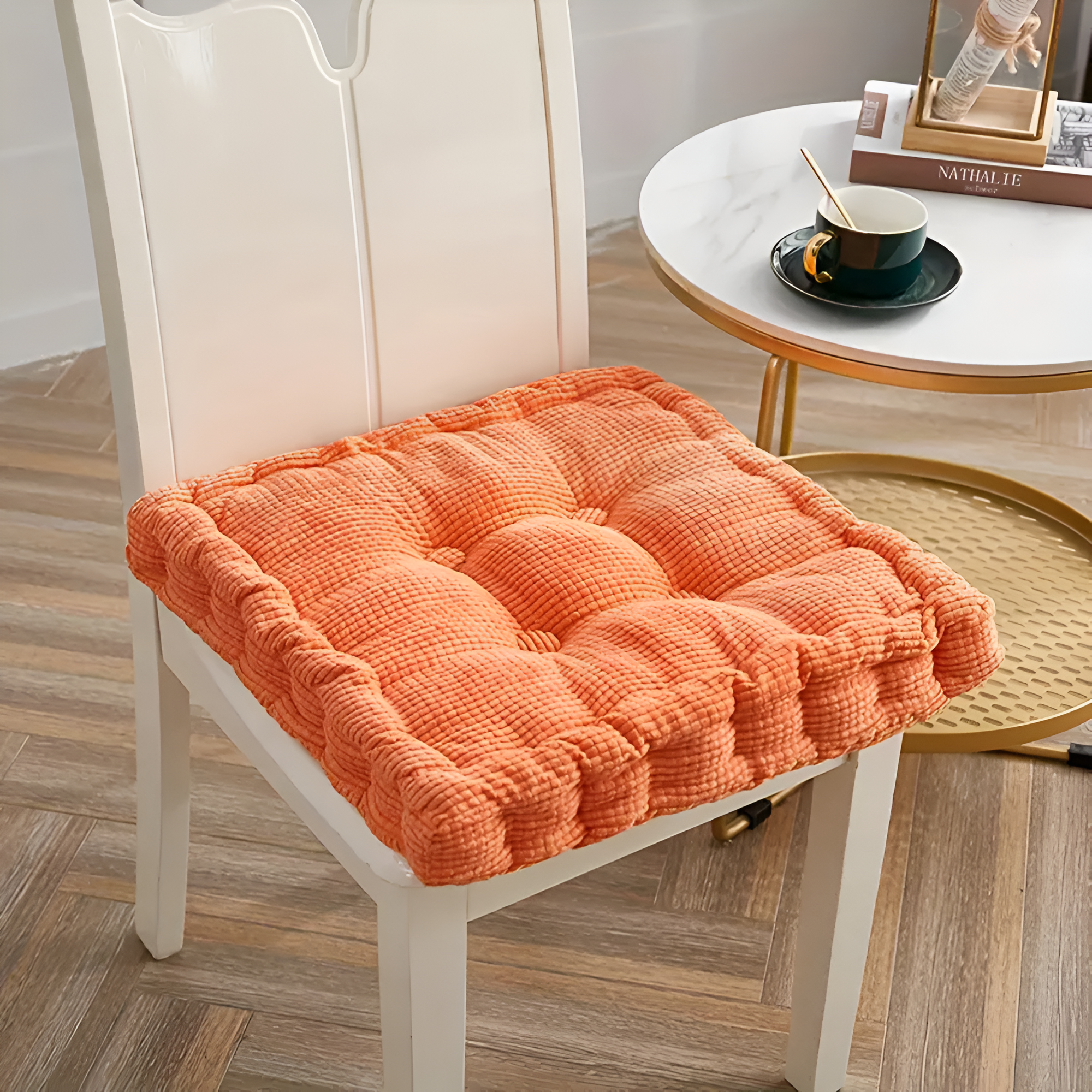 Stackable Corduroy Chair Cushions Red Orange