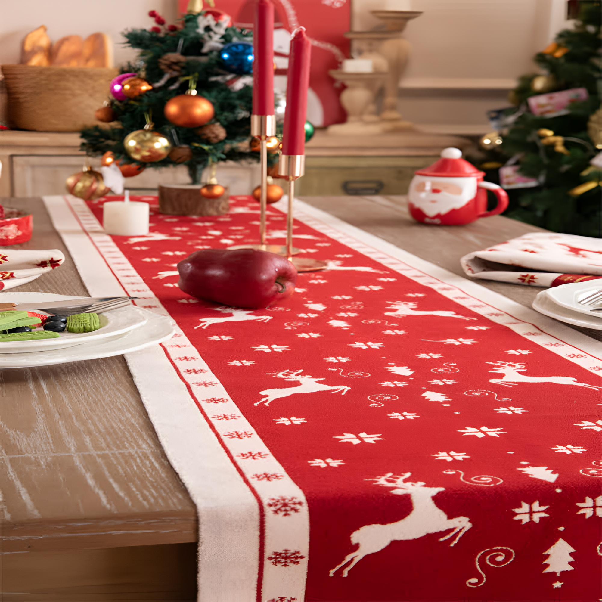 Luxe Merry Tasseled Runner Cloth Red & Beige