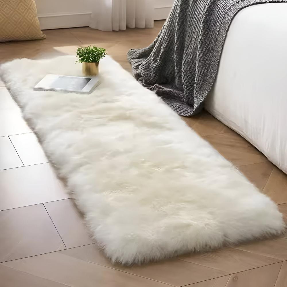 Faux Fur Plush Couch Cover White