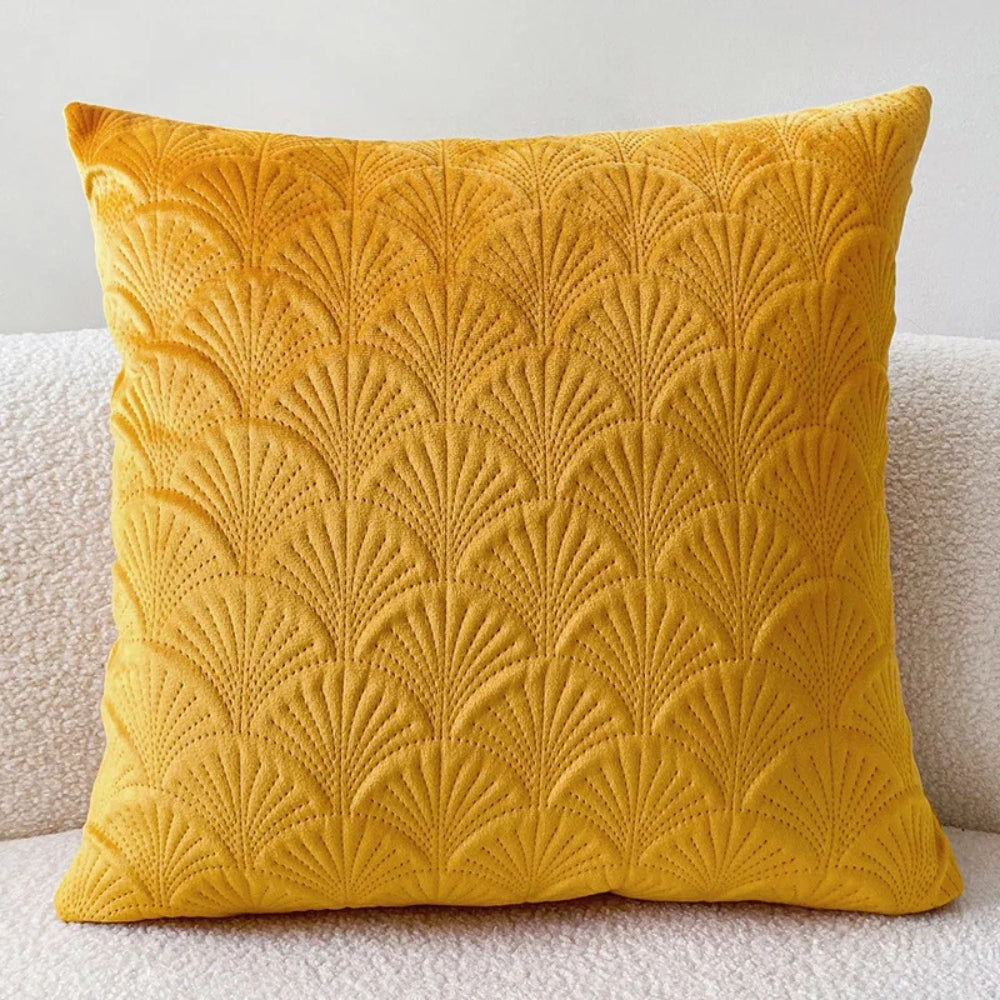 Coastal Velvet Shell Cushion Cover Yellow 18"x18"