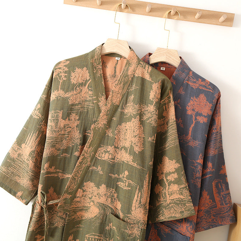 Men’s Cotton Bathrobe Lightweight Kimono