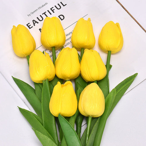 Artificial Tulip Bouquet Home Decoration Yellow 10 Tulips (Bouquet)