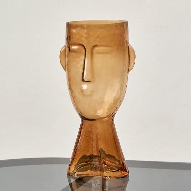 Artistic Face Handblown Glass Vase Peru Large