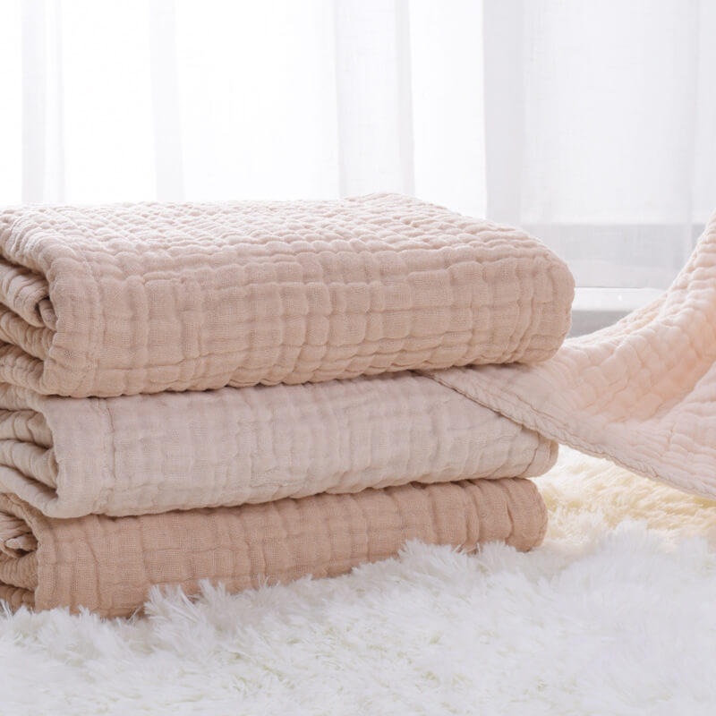 6-Layer Organic Colored Cotton Muslin Baby Blanket