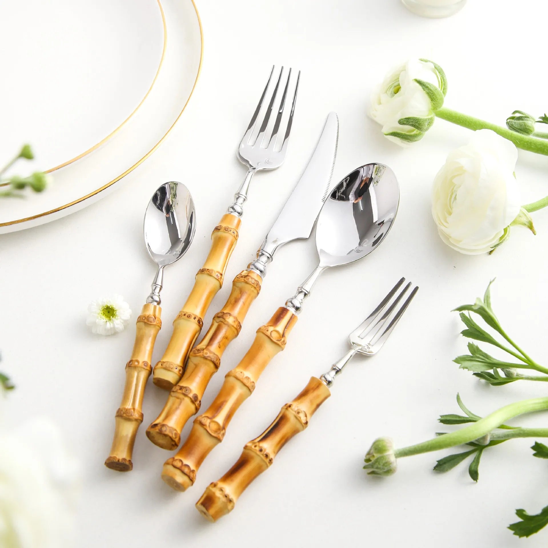 Takumi Bamboo Handle Cutlery Set - High Quality & Non Toxic Stainless Steel