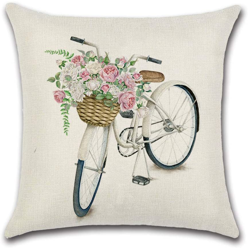 Spring Time Cushion Covers Bicycle
