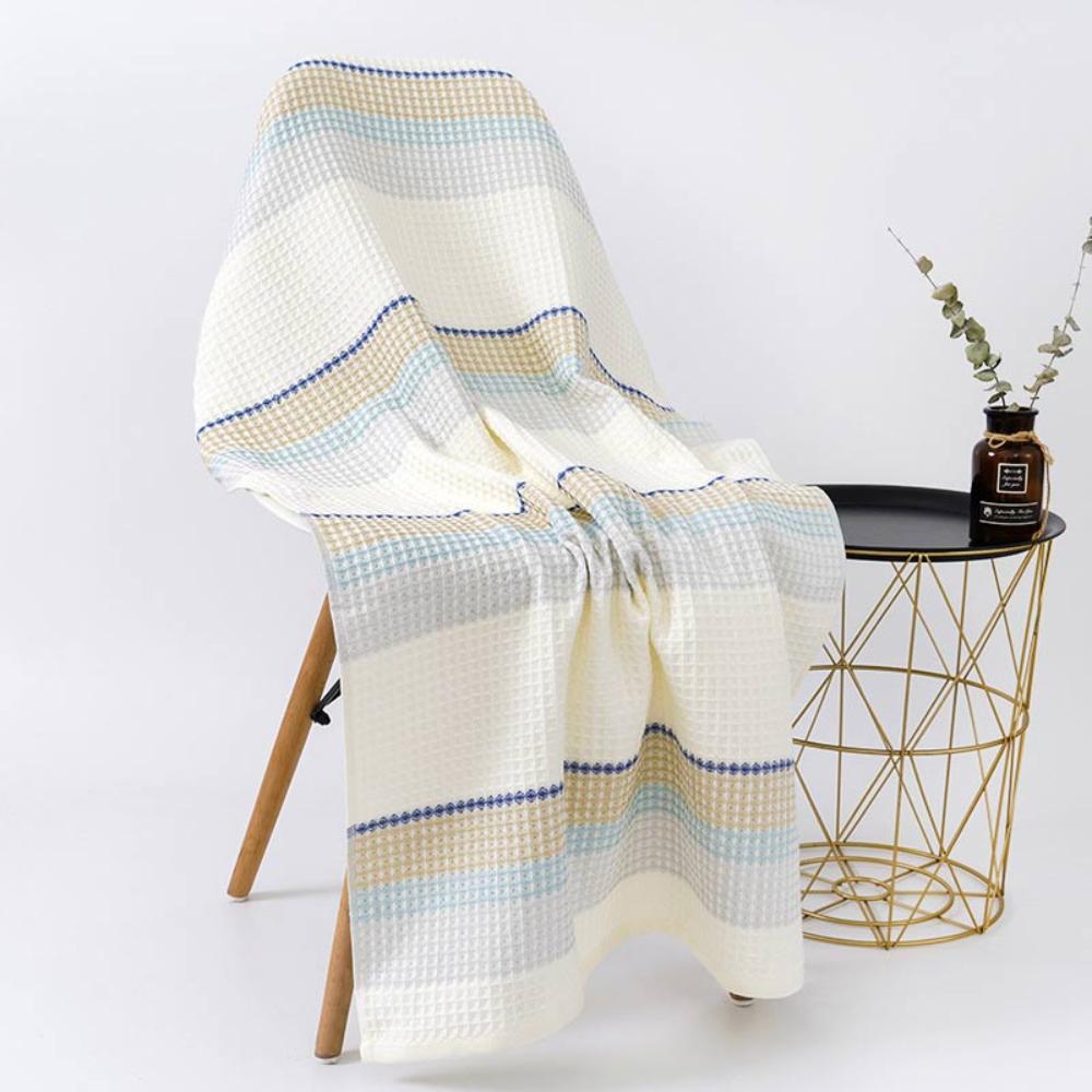 Colorblock Striped Cotton Bath Towel Gray & Yellow 28"x55"