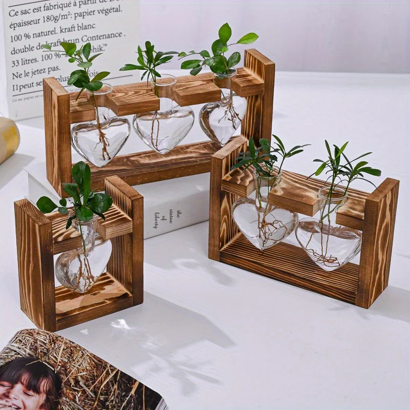 Wooden Heart Shape Vase