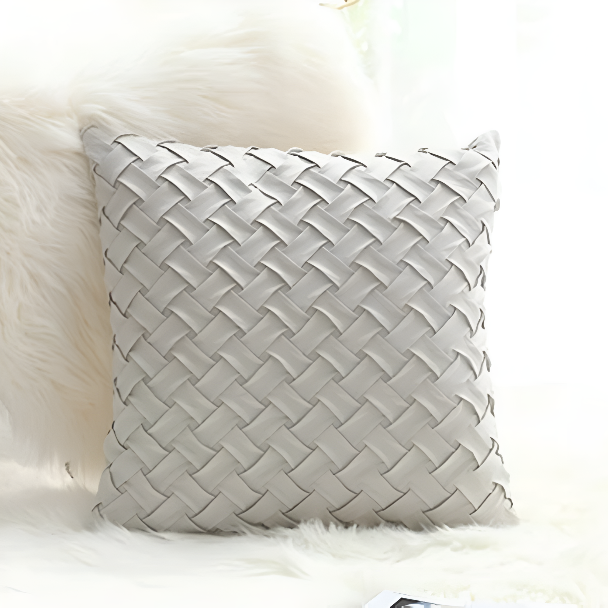 Premium Woven Cushion Covers Light Green 18"x18"