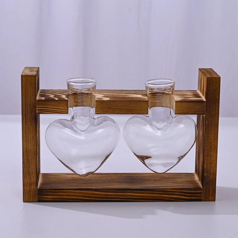 Wooden Heart Shape Vase