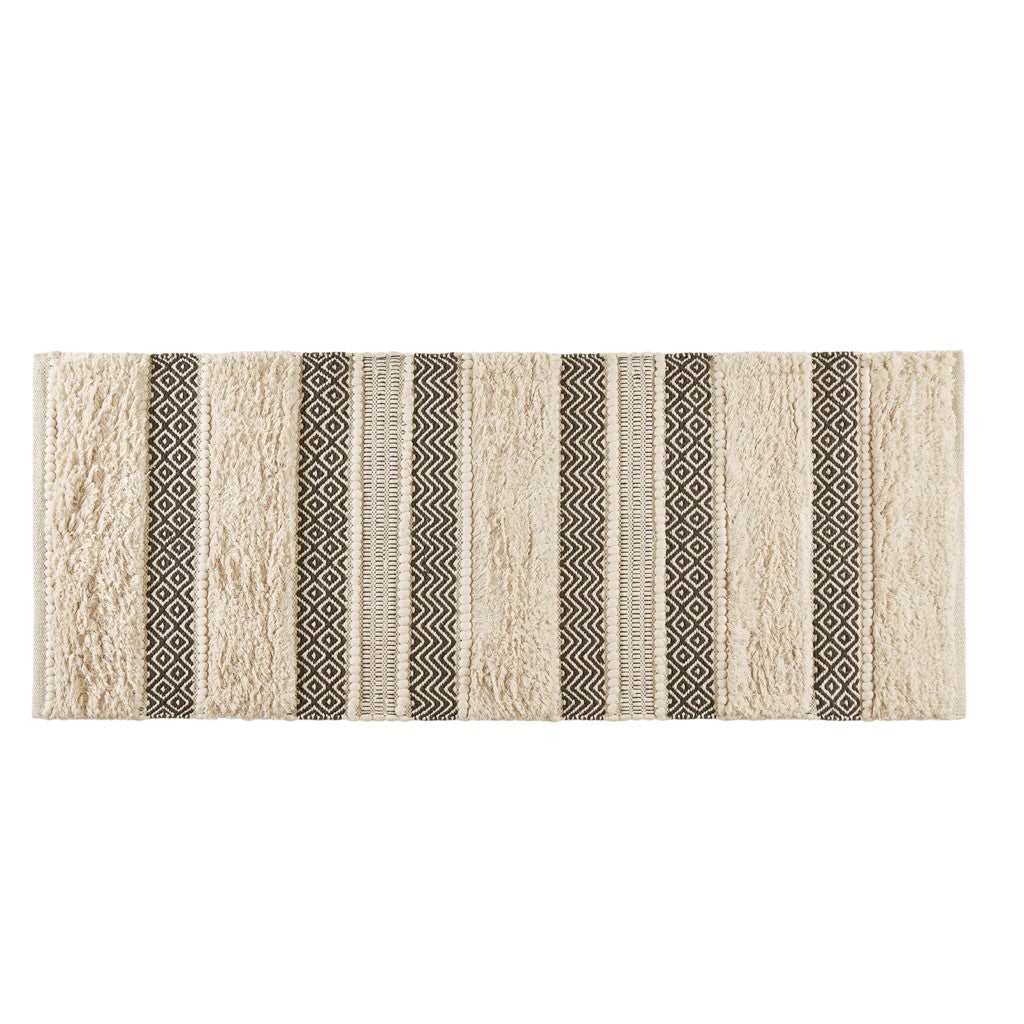 Asher Woven Texture Stripe Bath Rug 22x58" Black