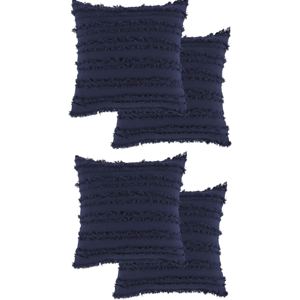 Ruffled Cushion Covers 4 Pack Navy Blue