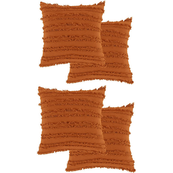 Ruffled Cushion Covers 4 Pack Burnt Orange
