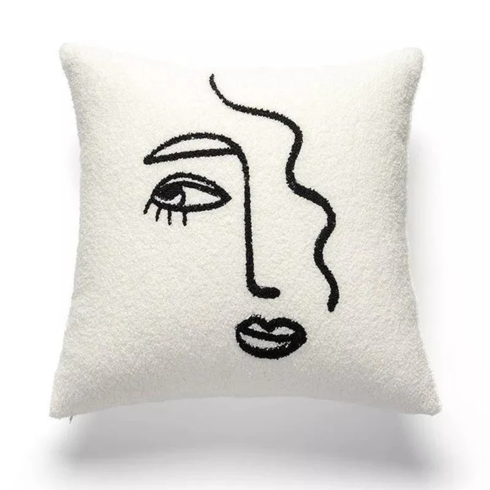 Abstract Face Artistic Cushion Cover Lily 18"x18"