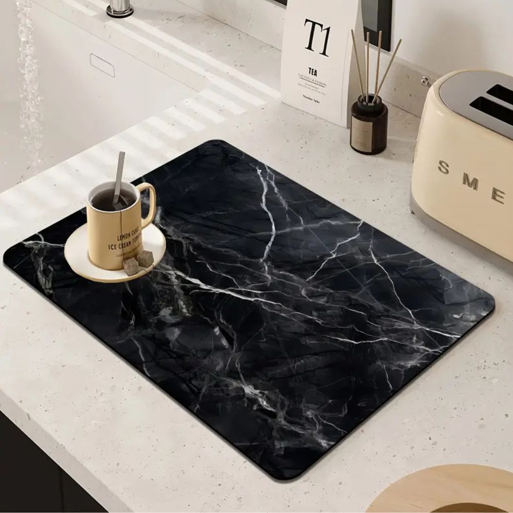 Marble Print Dish Drying Mat Eclipse Marble