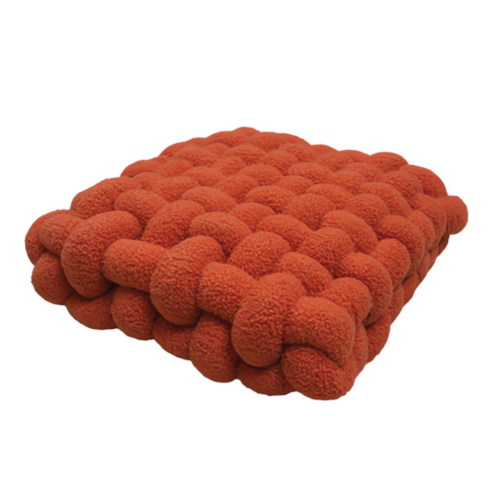 Plush Woven Knot Boucle Cushion Red