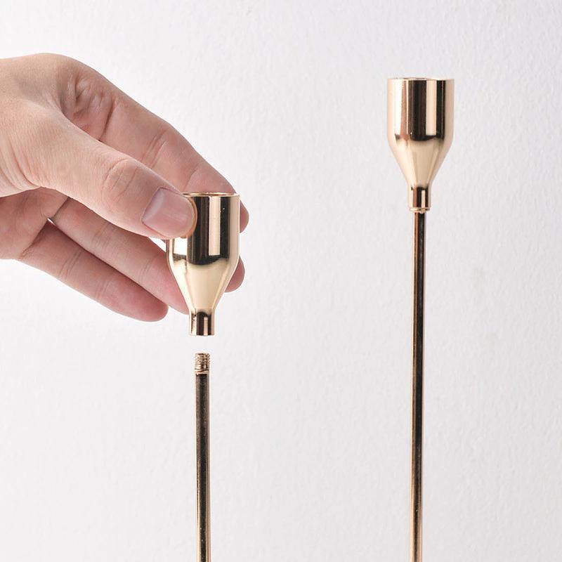 3-Piece Gold Candlestick Holder Set