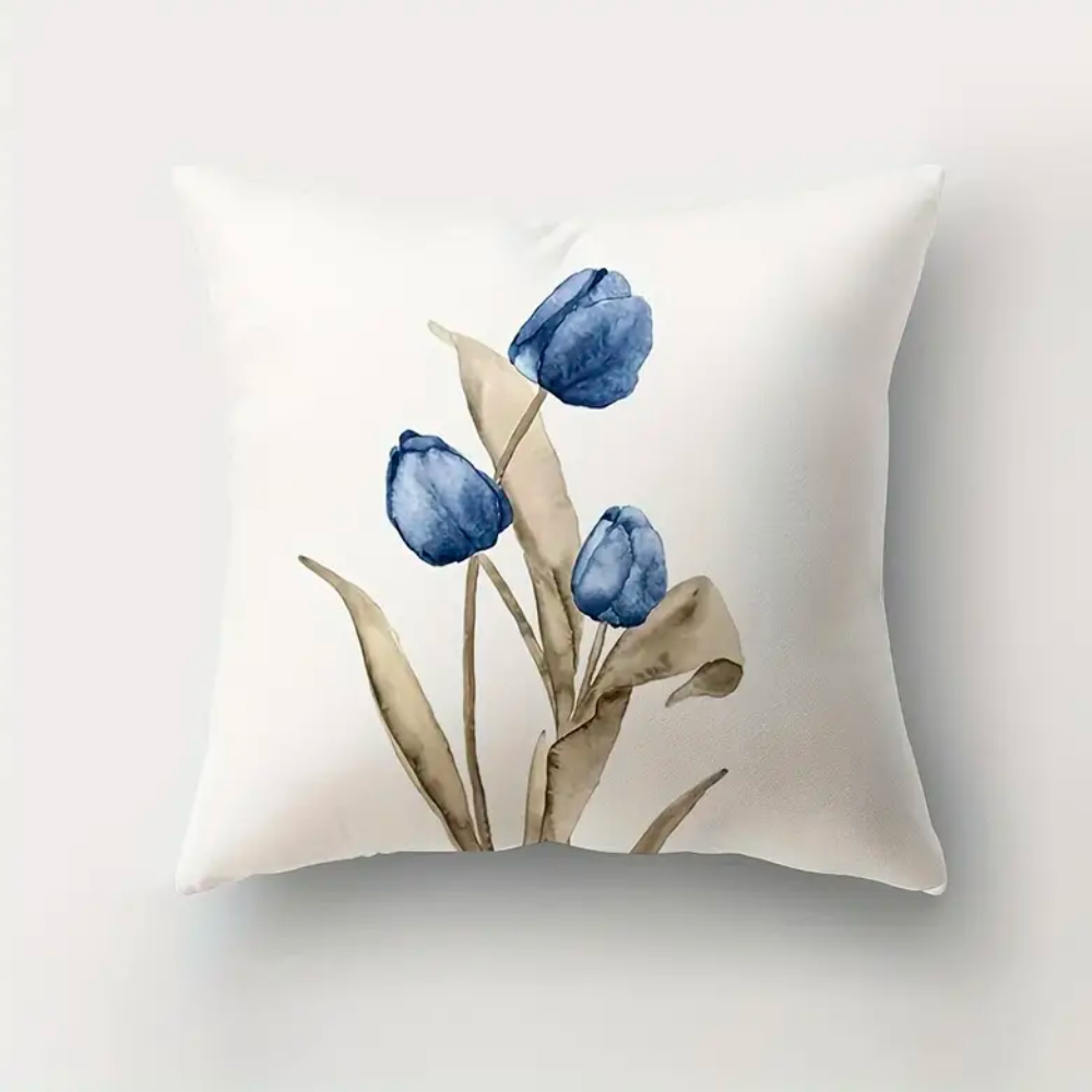 Blue Flowers Cushion Covers Azure Flowers