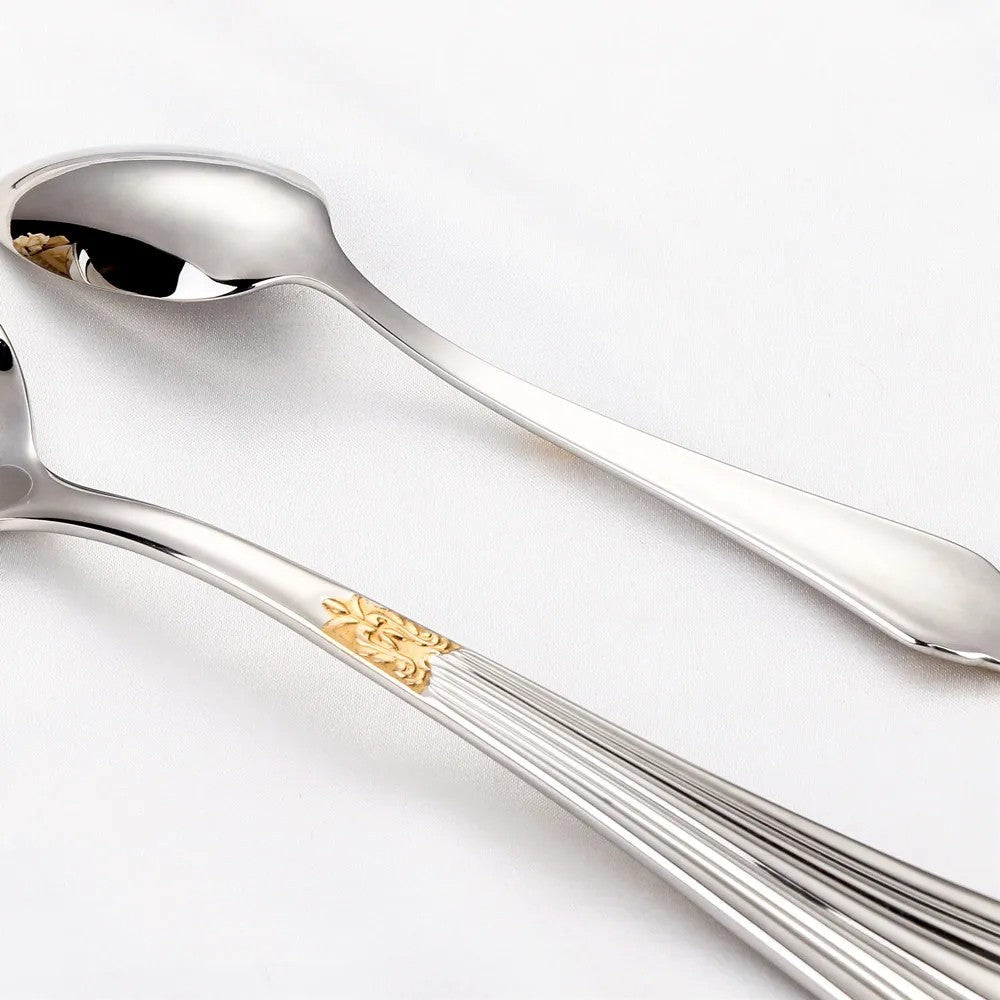 Baroque Silverware Set - Stainless Steel Flatware with Antique Detail