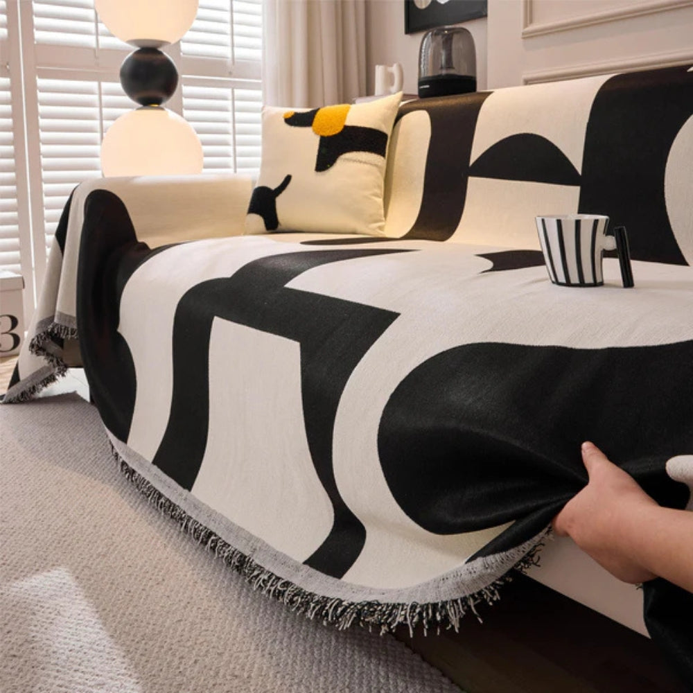 Harper Luxe Chenille Sofa Cover Black