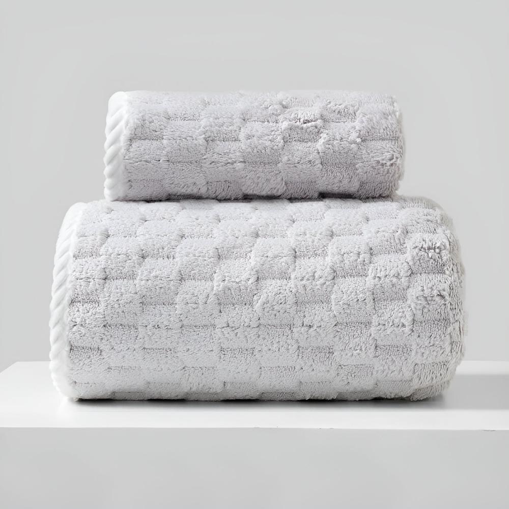 Pure Soft Fleece Towels Gray 14"x29"+ 33"x59"