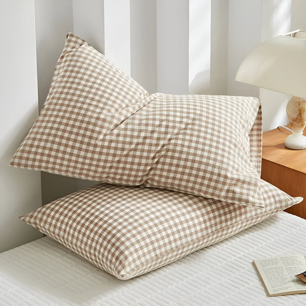 Soft Plaid Checkered Pillowcases Sand Checkered