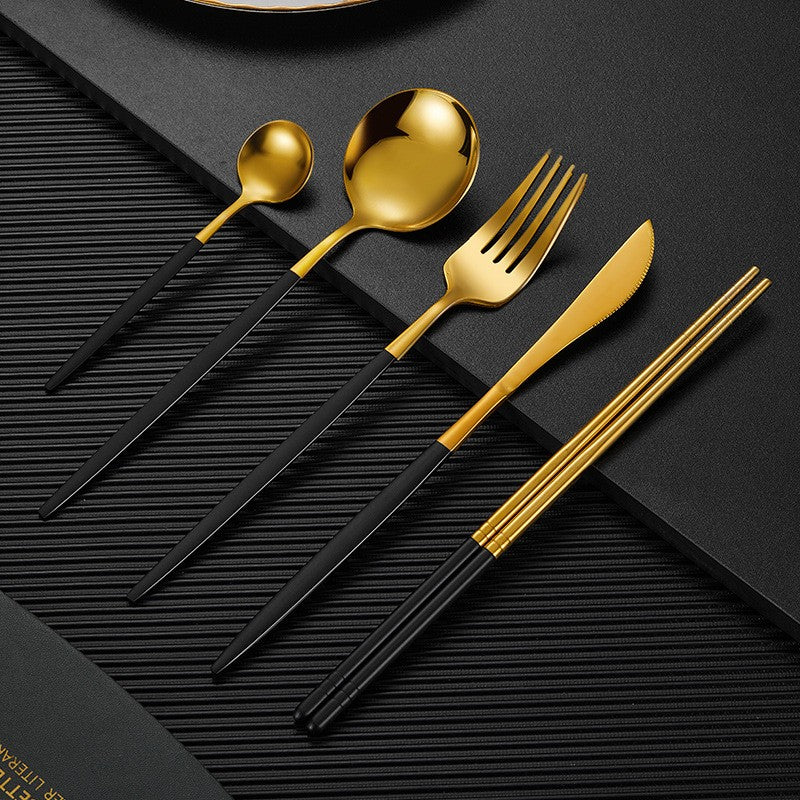 Nara Matte Black & Gold Cutlery Set