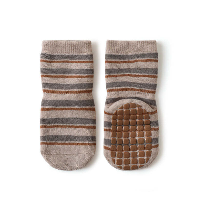 Non-Slip Baby Grip Socks Khaki