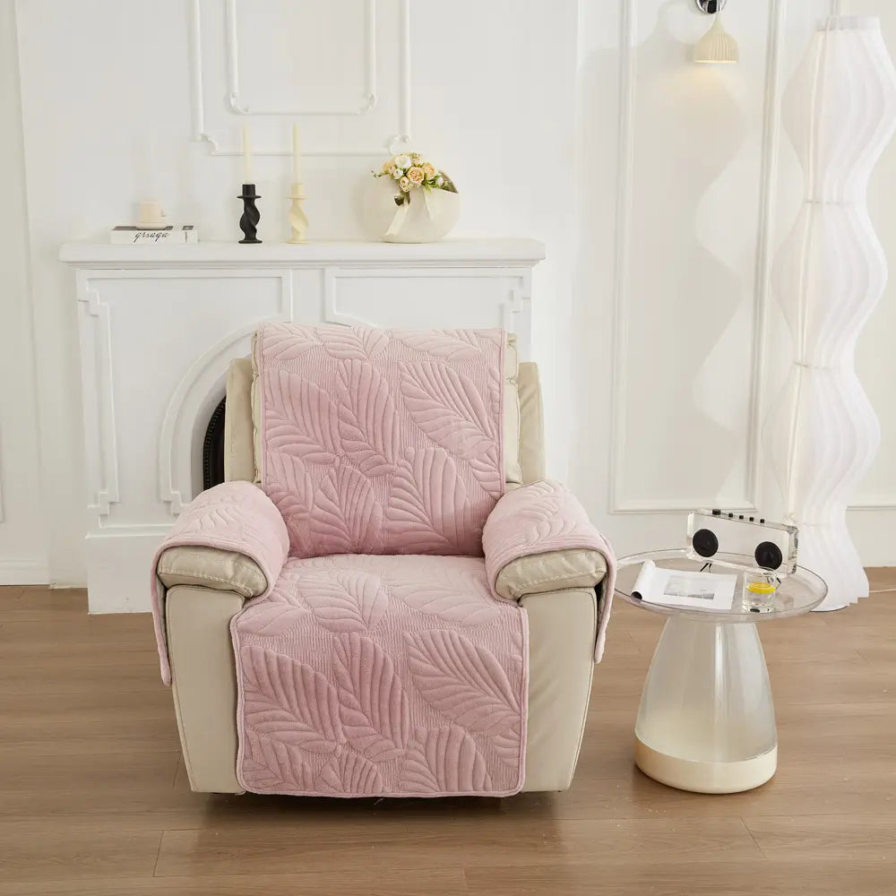 Waterproof Recliner Cover - Quilted Slipcover with Storage Pockets Pink 24" x 88"