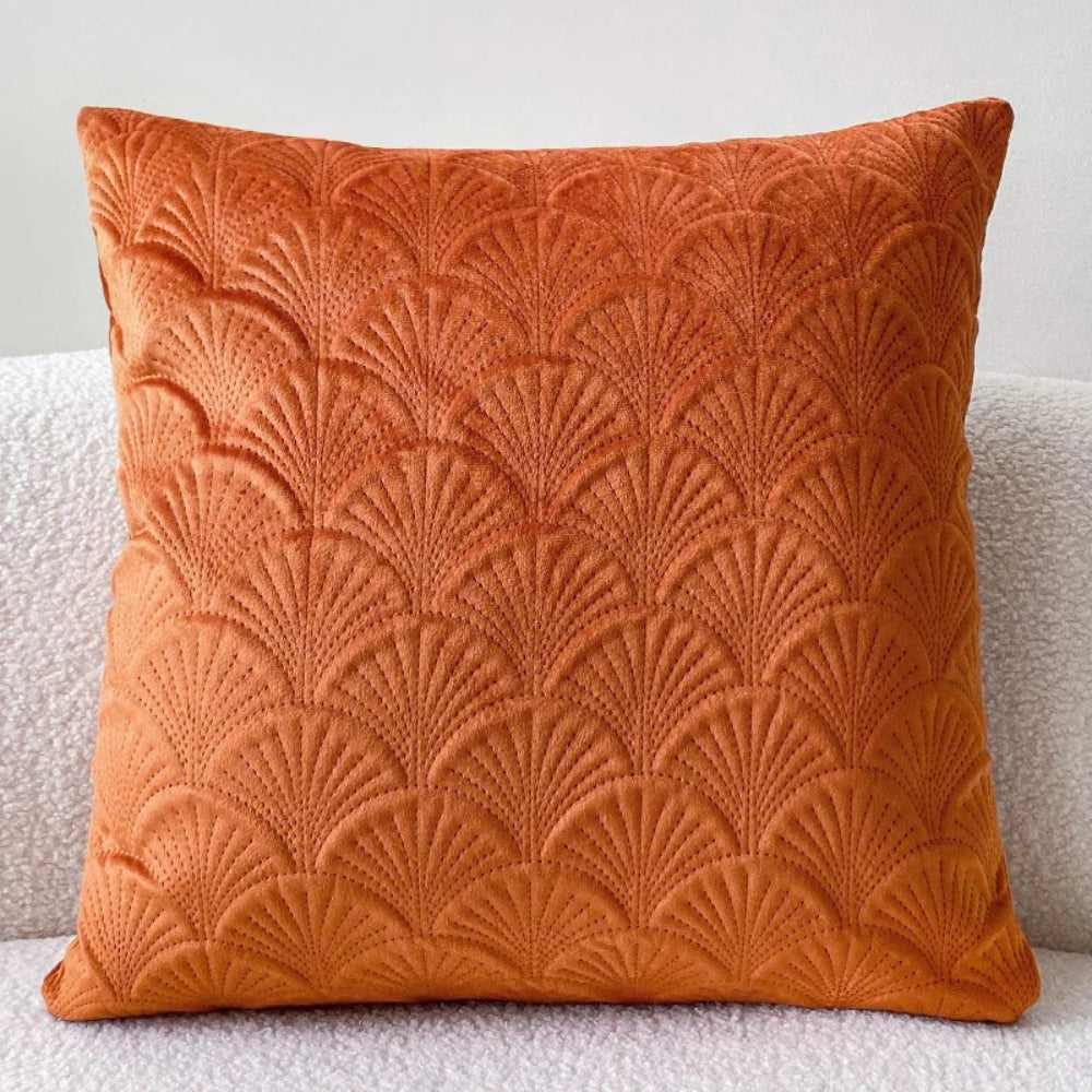 Coastal Velvet Shell Cushion Cover Orange 18"x18"