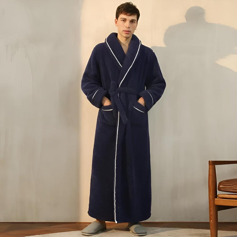Sherpa Comfort Bathrobe Navy Bue