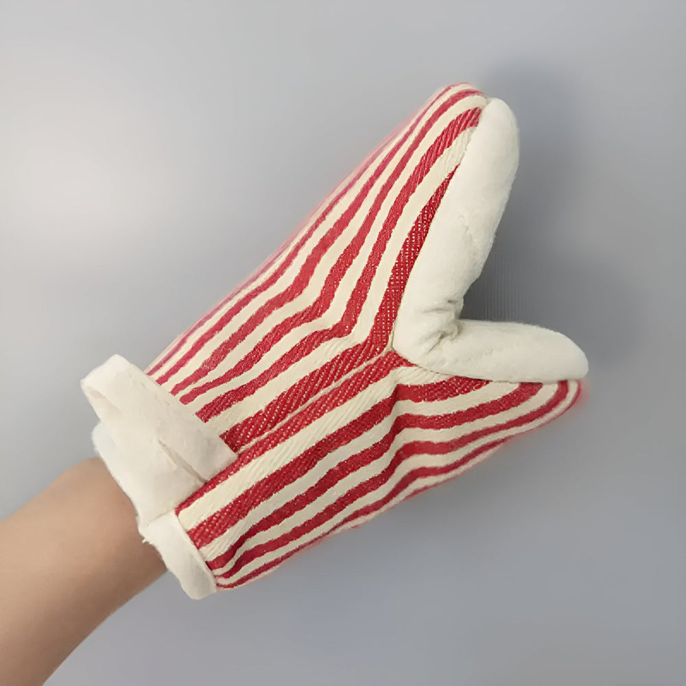 Striped Heat-Resistant Kitchen Mitts Ruby Stripes