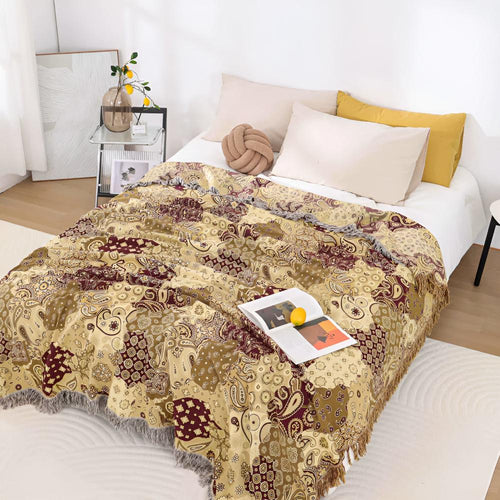 Bohemian Paisley Bliss Blanket Golden Paisley Charm