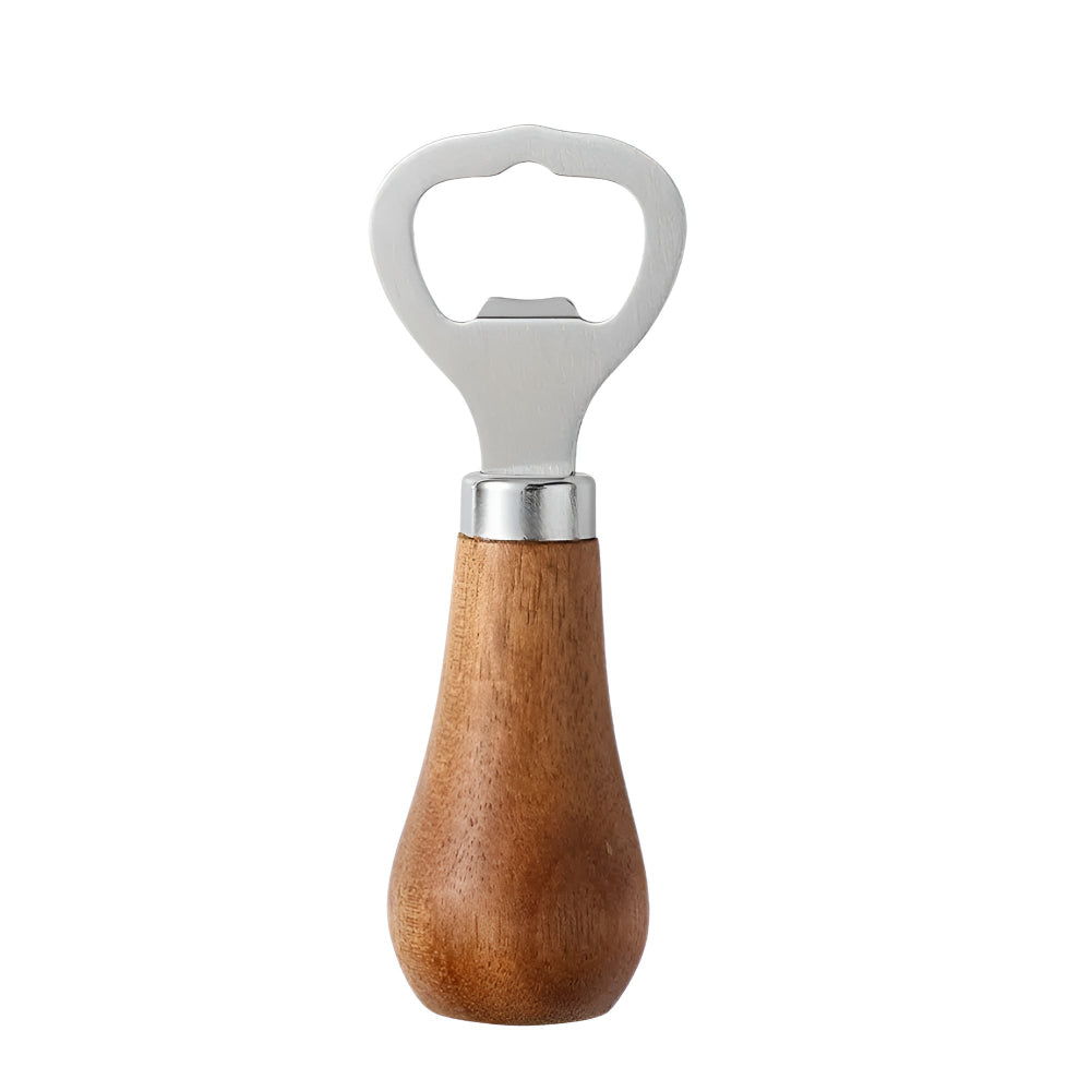 Acacia Wood Bottle Opener Classic Silver