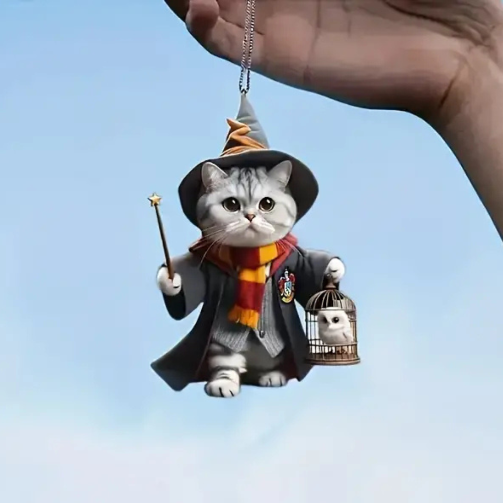 Hanging Cat Ornament Wizard Cat