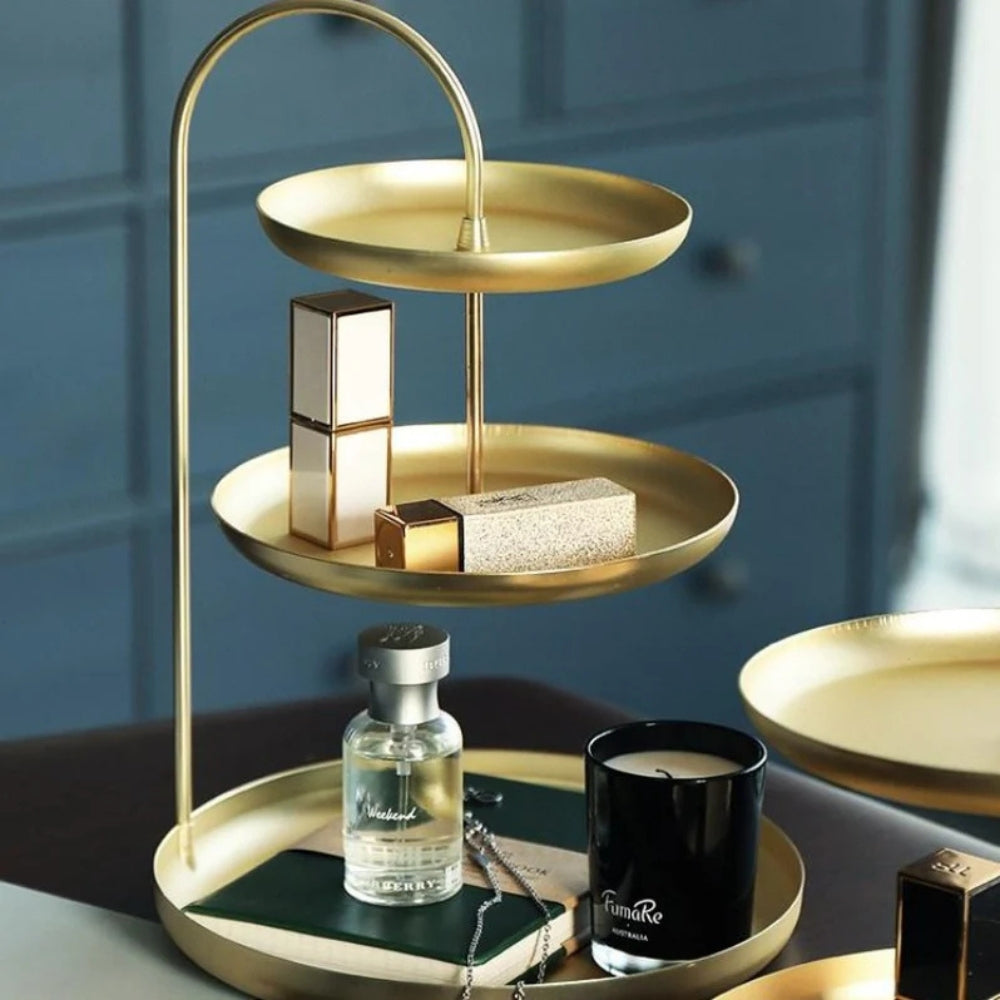 Elegant Gold Storage Organizer Stand Three Layers