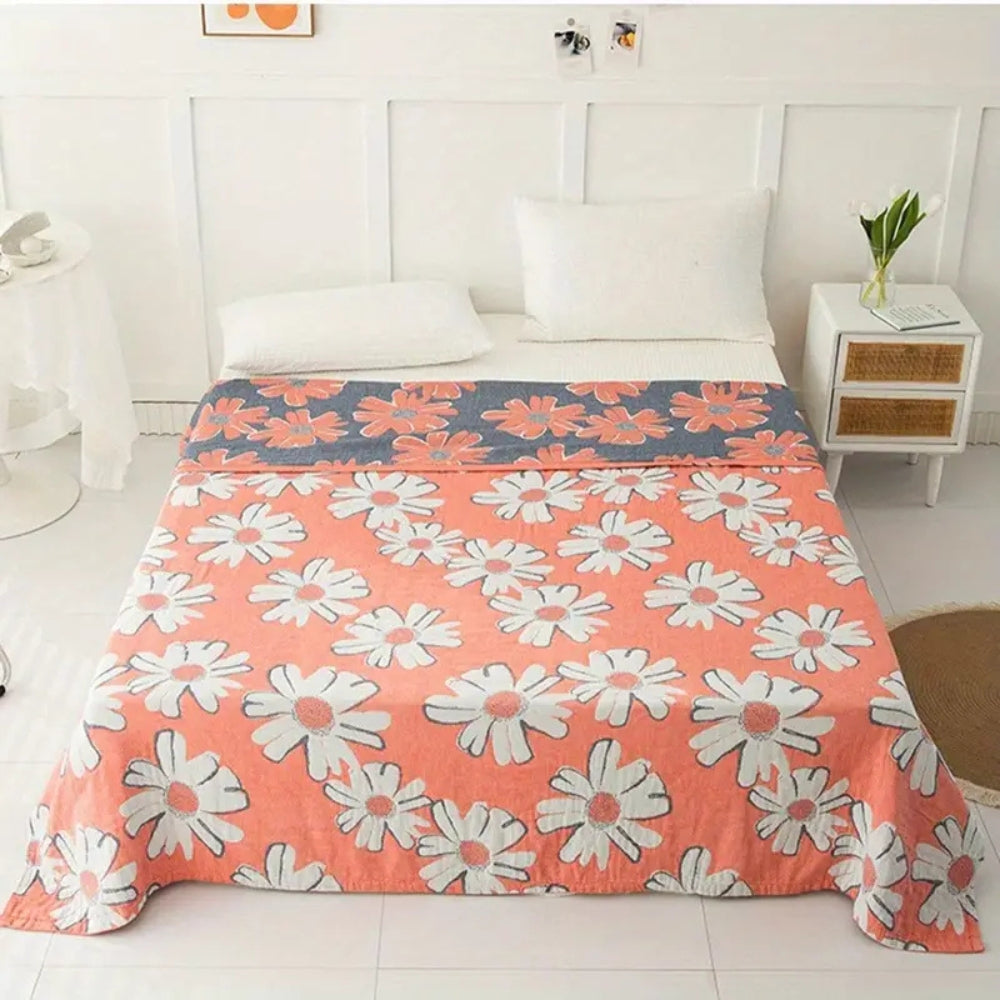 Summer-Ready Daisy Cotton Blanket Pink