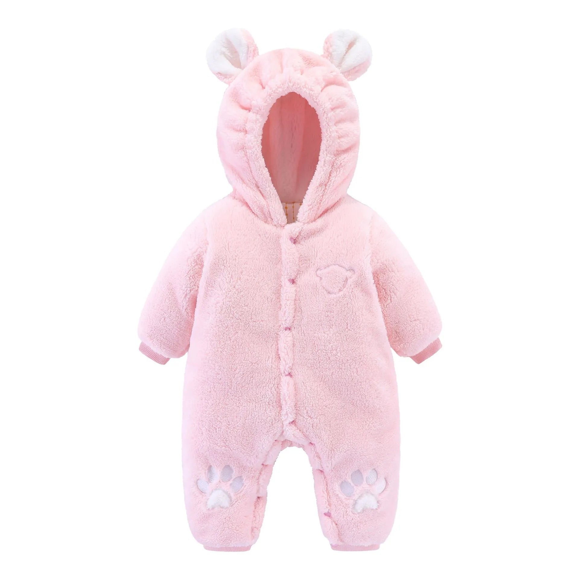 Baby Thick Winter Romper Pink