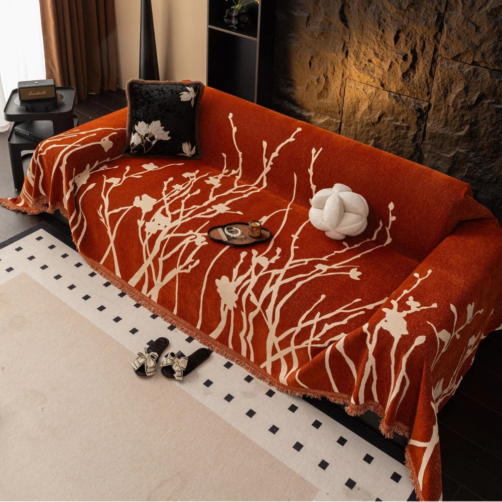 Twilight Branches Chenille Sofa Cover Rustwood Bloom