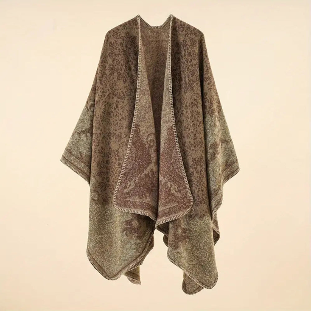 Baroque Pattern Warm Blanket Shawl Khaki