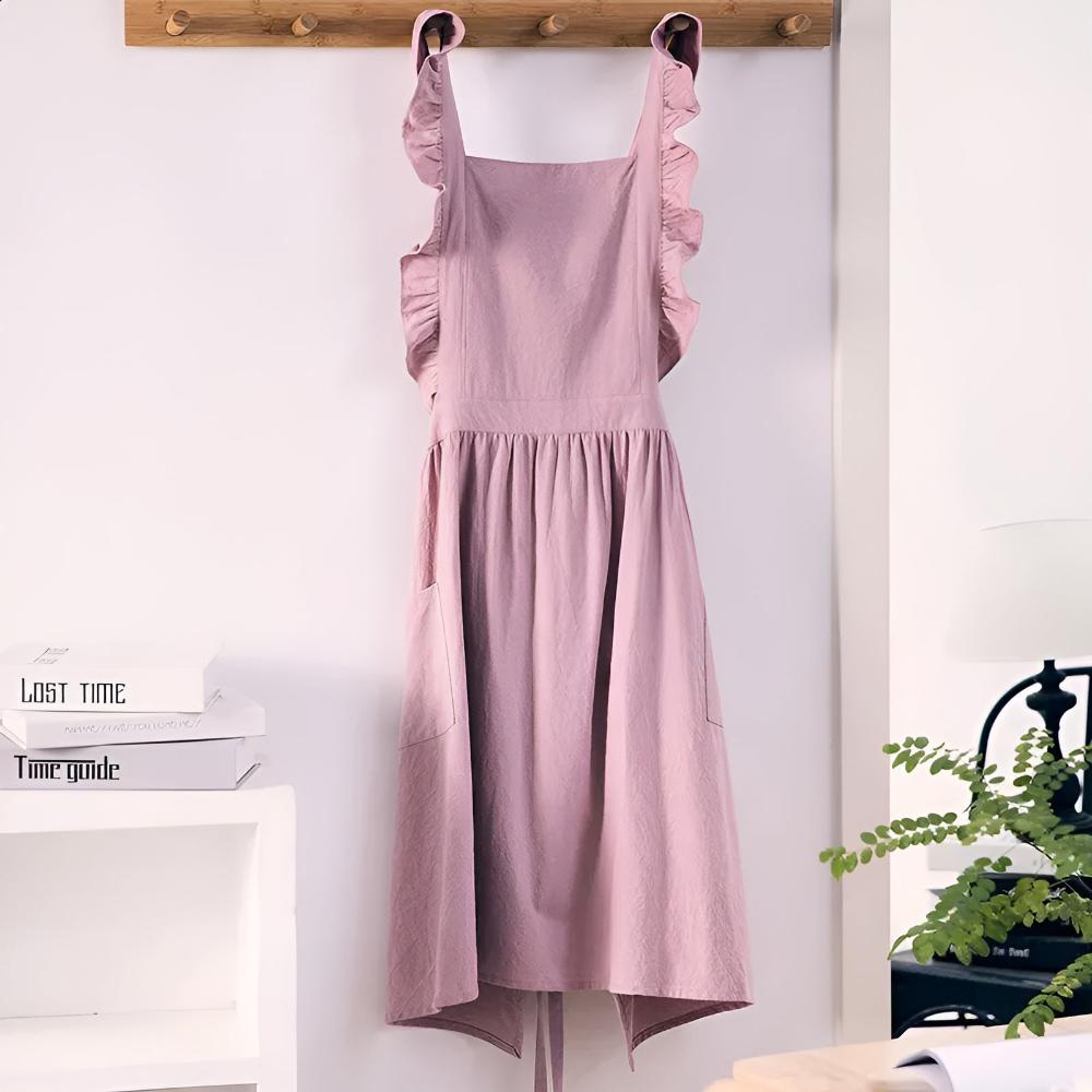 Lotus Leaf Lace Apron Blush