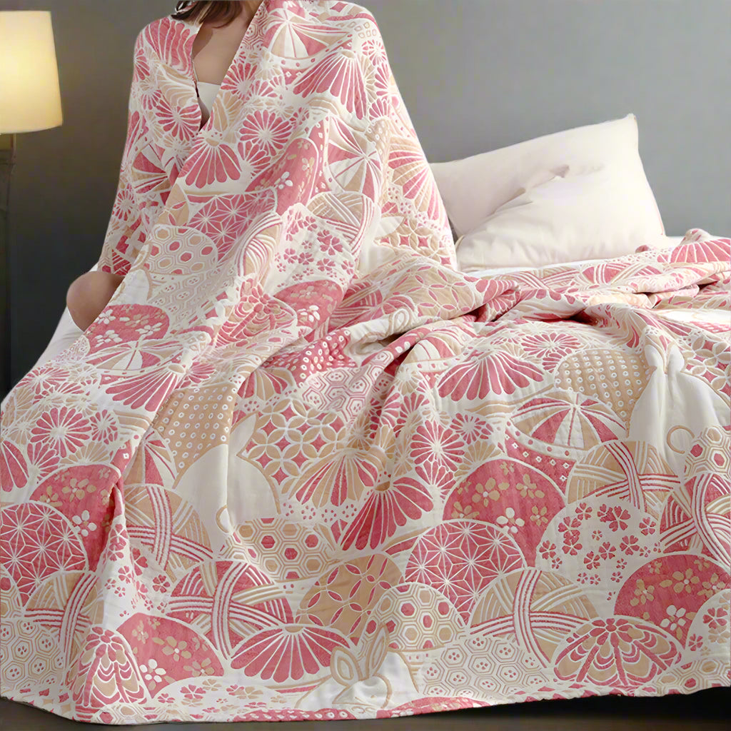 Joyful Haven Four-Layer Cotton Blanket Sakura Dreams
