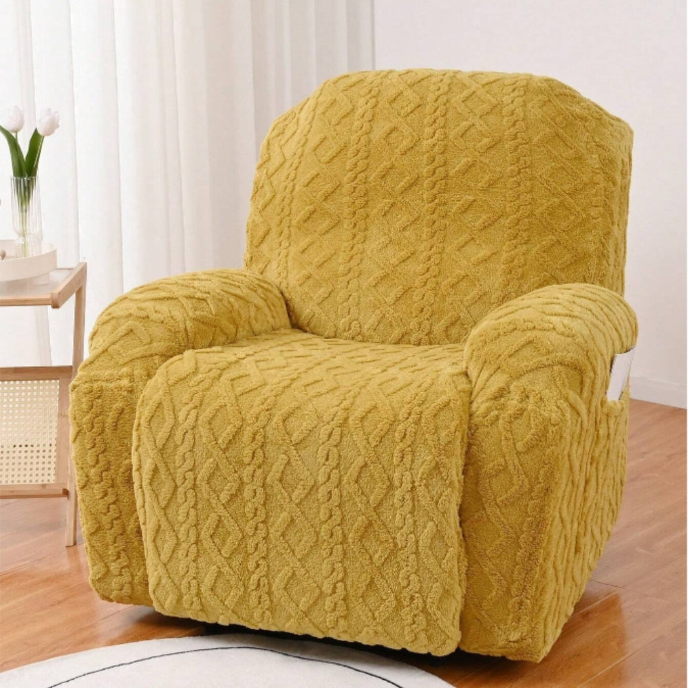 Jacquard Stretch Recliner Sofa Cover Yellow One Size