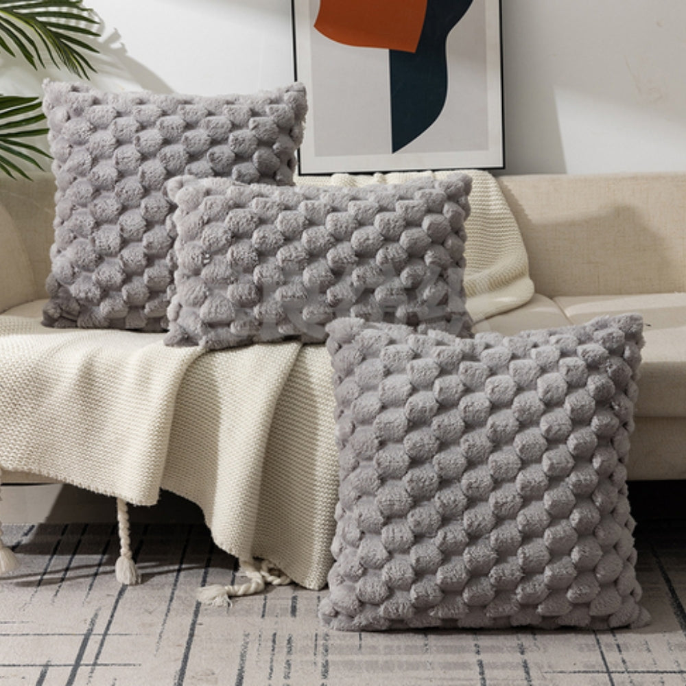 Plush Marshmallow Cushion Cover Gray
