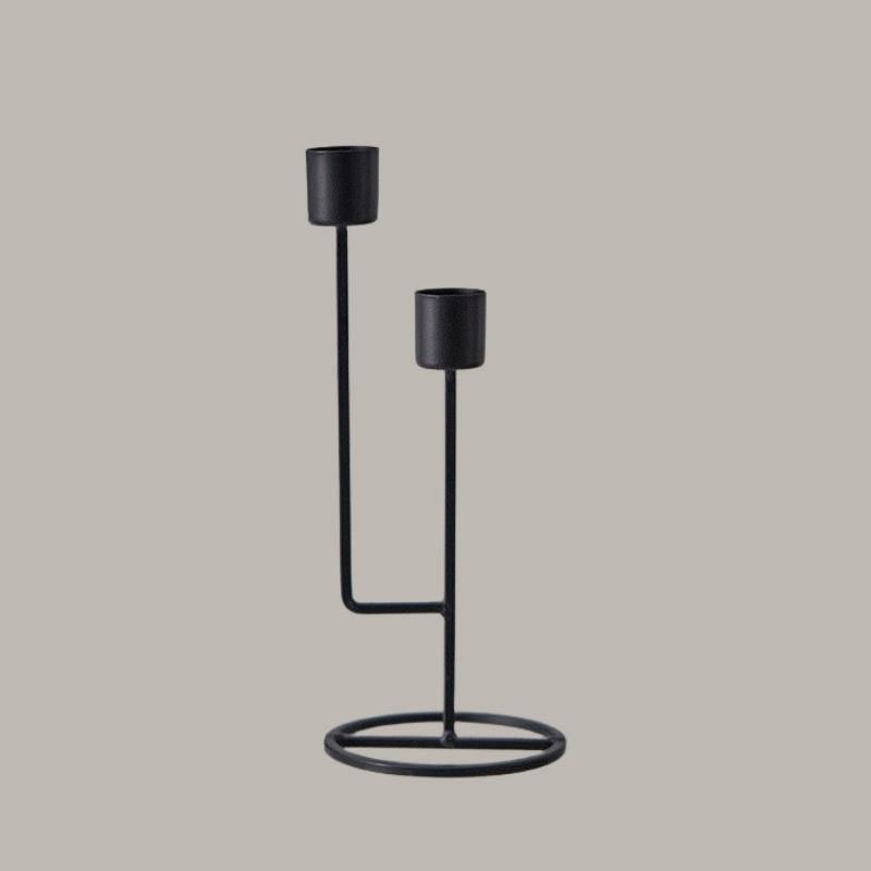 Mondrian Metal Taper Candle Holders and Candelabras Black 2-Arm Candelabra