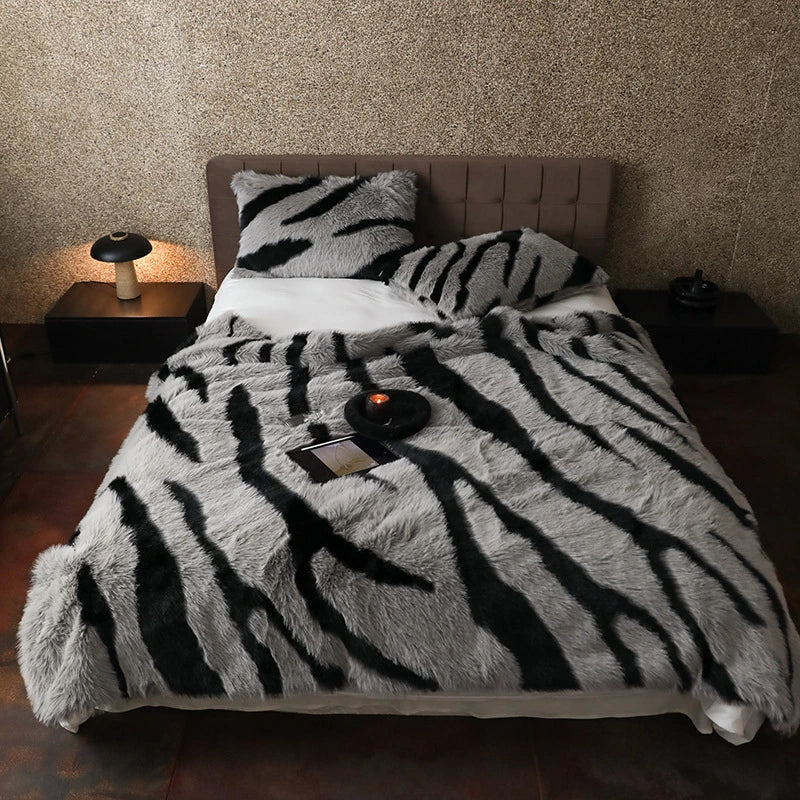 Zebra Faux Fur Blanket