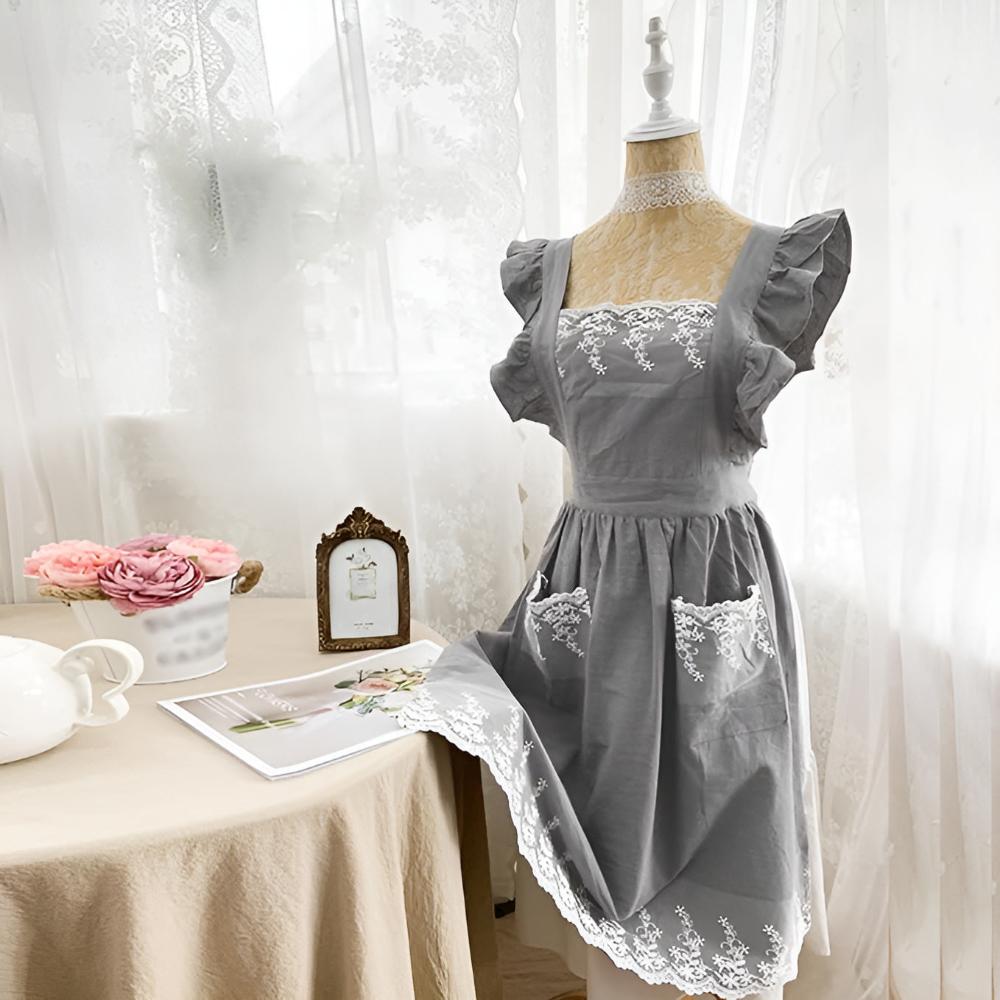 Blush Belle Ruffle Apron Gray