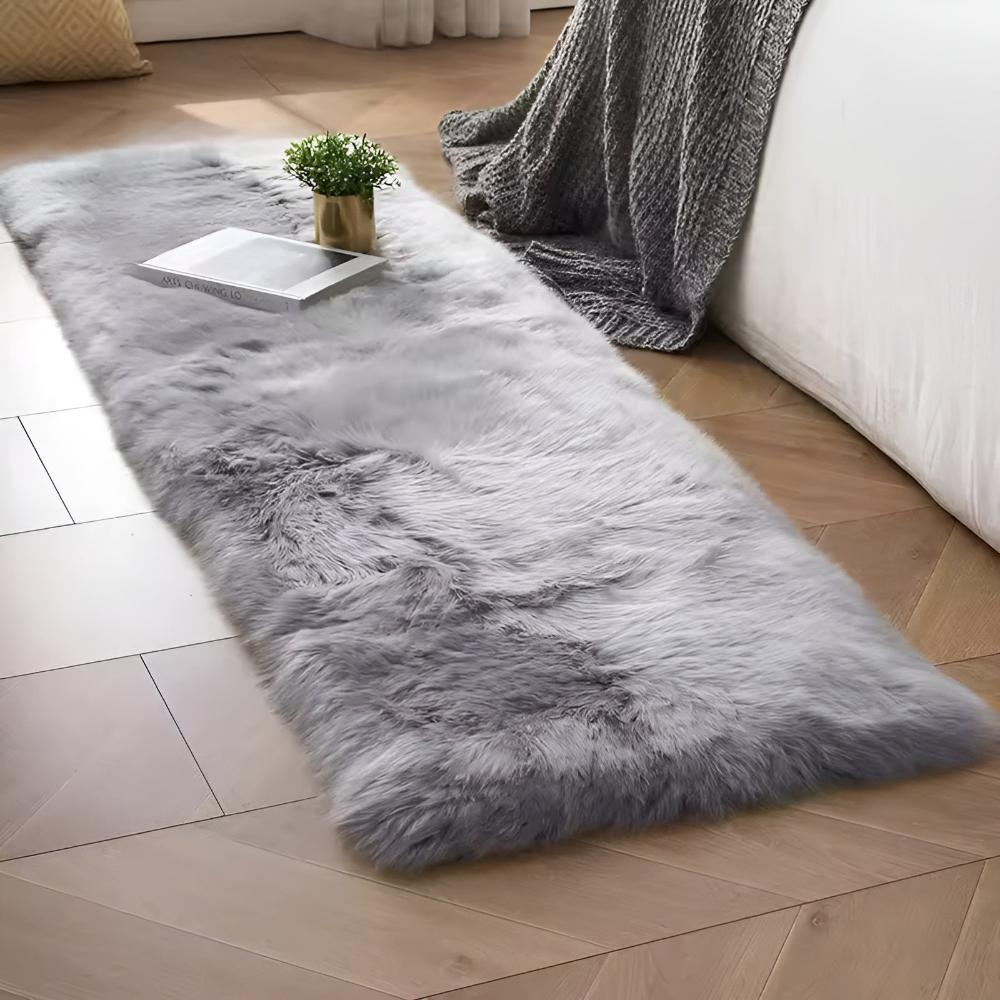 Faux Fur Plush Couch Cover Gray